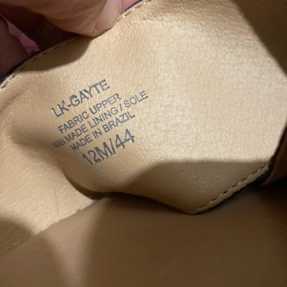 Lucky Brand blue and black patterned espadrille sandals